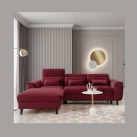 Canapé d'angle convertible rouge angle gauche 4 places FABLE 