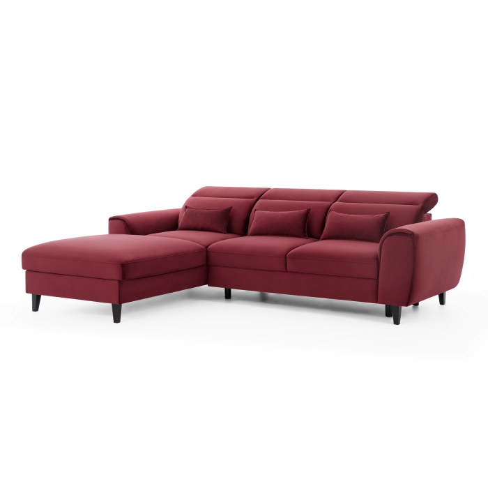 Canapé d'angle convertible rouge angle gauche 4 places FABLE 