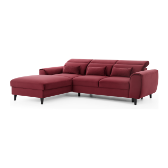 Canapé d'angle convertible rouge angle gauche 4 places FABLE 