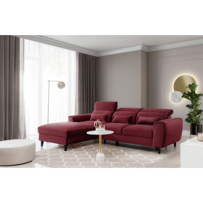 Canapé d'angle convertible rouge angle gauche 4 places FABLE 