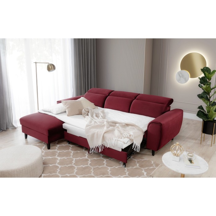 Canapé d'angle convertible rouge angle gauche 4 places FABLE 