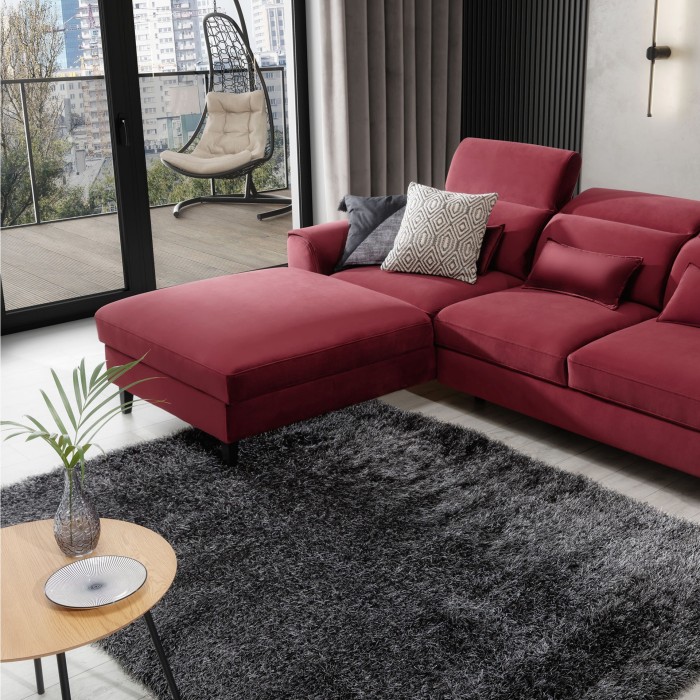 Canapé d'angle convertible rouge angle gauche 4 places FABLE 