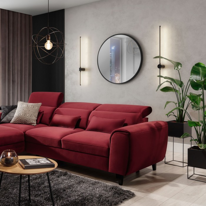 Canapé d'angle convertible rouge angle gauche 4 places FABLE 