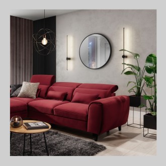 Canapé d'angle convertible rouge angle gauche 4 places FABLE 