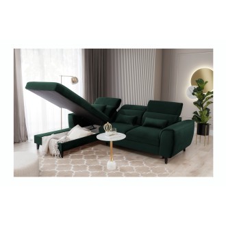 Canapé d'angle convertible vert foncé angle gauche 4 places FABLE 