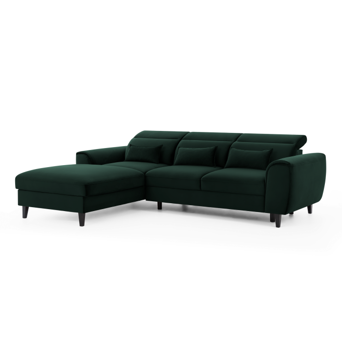 Canapé d'angle convertible vert foncé angle gauche 4 places FABLE 