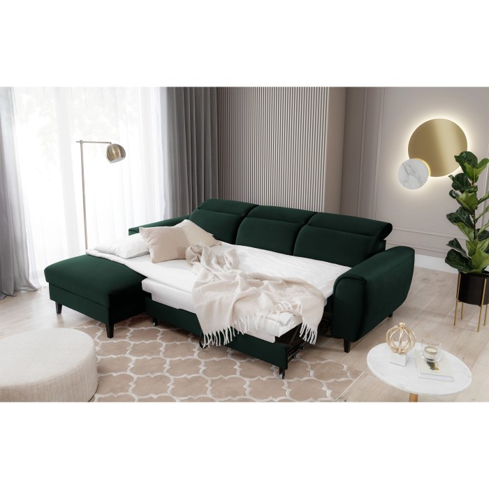 Canapé d'angle convertible vert foncé angle gauche 4 places FABLE 