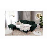 Canapé d'angle convertible vert foncé angle gauche 4 places FABLE 