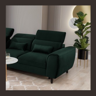Canapé d'angle convertible vert foncé angle gauche 4 places FABLE 