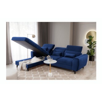Canapé d'angle convertible bleu marine angle gauche 4 places FABLE 