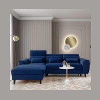Canapé d'angle convertible bleu marine angle gauche 4 places FABLE 