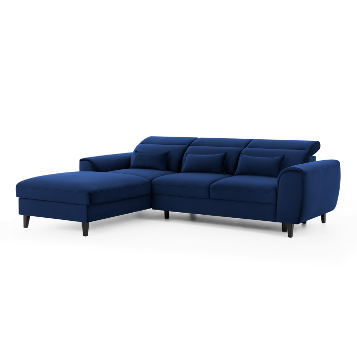 Canapé d'angle convertible bleu marine angle gauche 4 places FABLE 