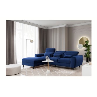 Canapé d'angle convertible bleu marine angle gauche 4 places FABLE 