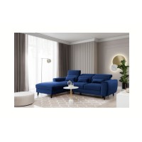 Canapé d'angle convertible bleu marine angle gauche 4 places FABLE 