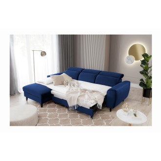 Canapé d'angle convertible bleu marine angle gauche 4 places FABLE 