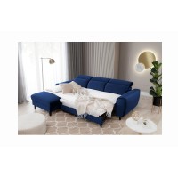 Canapé d'angle convertible bleu marine angle gauche 4 places FABLE 