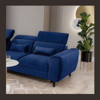 Canapé d'angle convertible bleu marine angle gauche 4 places FABLE 