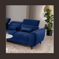 Canapé d'angle convertible bleu marine angle gauche 4 places FABLE 