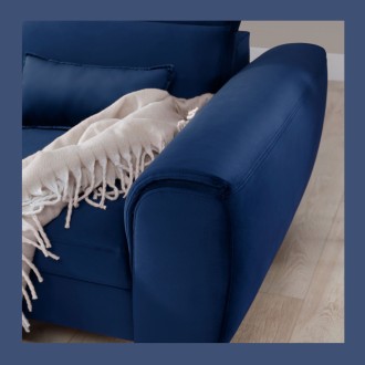 Canapé d'angle convertible bleu marine angle gauche 4 places FABLE 