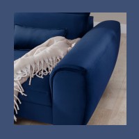 Canapé d'angle convertible bleu marine angle gauche 4 places FABLE 
