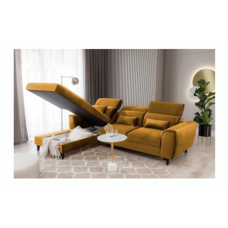 Canapé d'angle convertible jaune angle gauche 4 places FABLE 