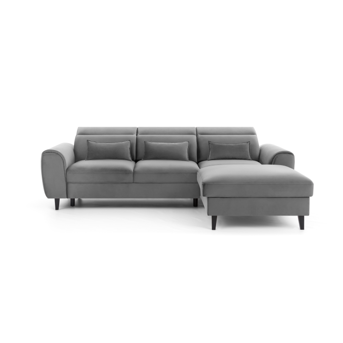 Canapé d'angle convertible gris angle droit 4 places FABLE 
