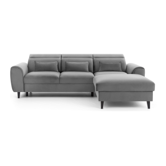 Canapé d'angle convertible gris angle droit 4 places FABLE 