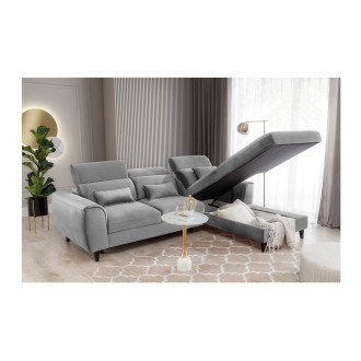 Canapé d'angle convertible gris angle droit 4 places FABLE 