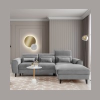 Canapé d'angle convertible gris angle droit 4 places FABLE 