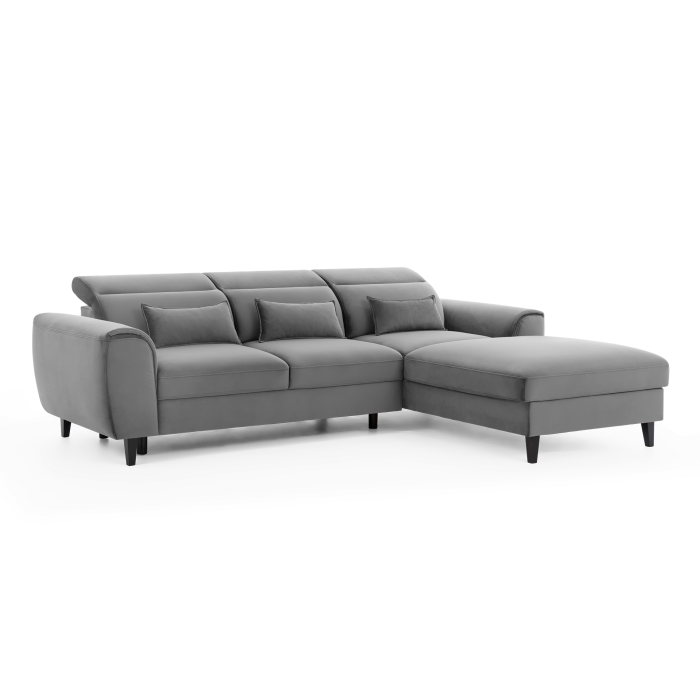 Canapé d'angle convertible gris angle droit 4 places FABLE 