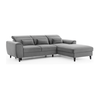 Canapé d'angle convertible gris angle droit 4 places FABLE 