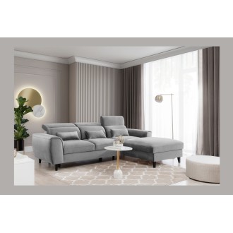 Canapé d'angle convertible gris angle droit 4 places FABLE 