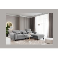 Canapé d'angle convertible gris angle droit 4 places FABLE 