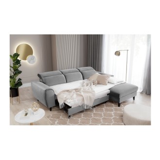 Canapé d'angle convertible gris angle droit 4 places FABLE 