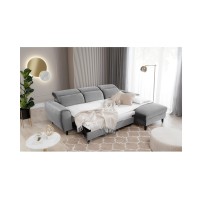 Canapé d'angle convertible gris angle droit 4 places FABLE 