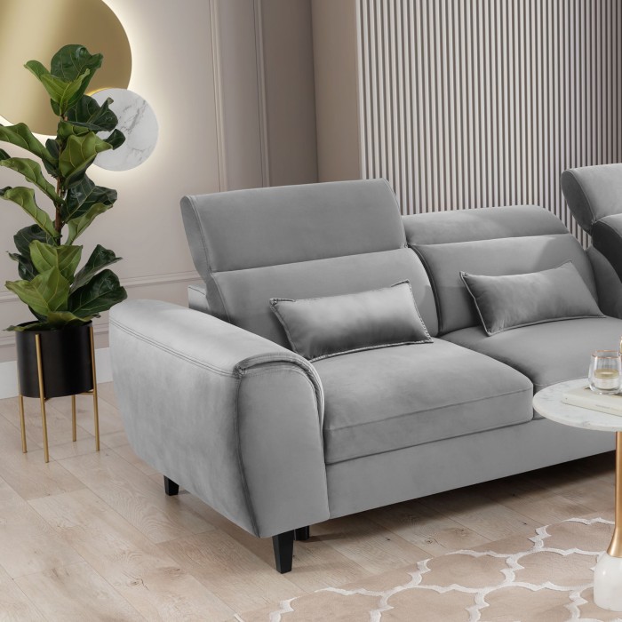 Canapé d'angle convertible gris angle droit 4 places FABLE 