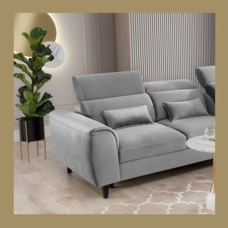 Canapé d'angle convertible gris angle droit 4 places FABLE 