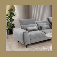 Canapé d'angle convertible gris angle droit 4 places FABLE 