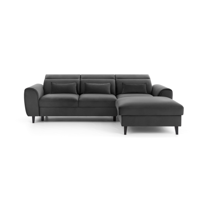 Canapé d'angle convertible gris foncé angle droit 4 places FABLE 