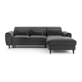 Canapé d'angle convertible gris foncé angle droit 4 places FABLE 