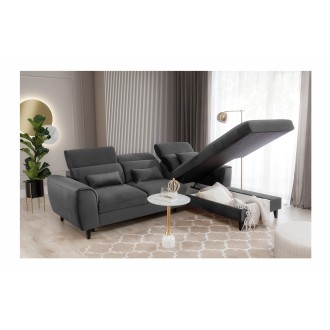 Canapé d'angle convertible gris foncé angle droit 4 places FABLE 
