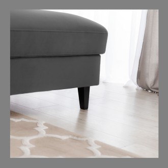 Canapé d'angle convertible gris foncé angle droit 4 places FABLE 