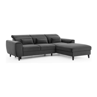 Canapé d'angle convertible gris foncé angle droit 4 places FABLE 