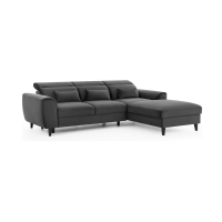 Canapé d'angle convertible gris foncé angle droit 4 places FABLE 
