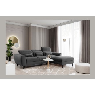 Canapé d'angle convertible gris foncé angle droit 4 places FABLE 
