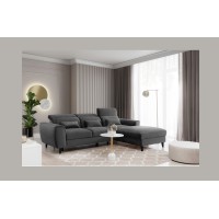 Canapé d'angle convertible gris foncé angle droit 4 places FABLE 