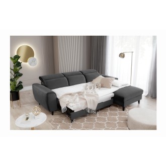 Canapé d'angle convertible gris foncé angle droit 4 places FABLE 