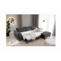 Canapé d'angle convertible gris foncé angle droit 4 places FABLE 