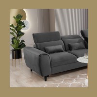 Canapé d'angle convertible gris foncé angle droit 4 places FABLE 