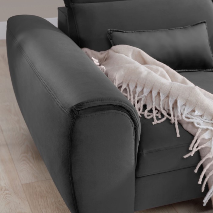 Canapé d'angle convertible gris foncé angle droit 4 places FABLE 